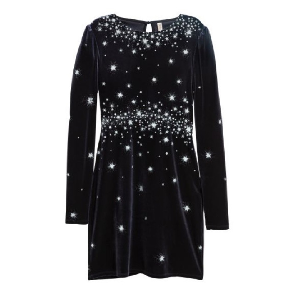 H&M Long Sleeve Navy Velour Dress with Sparkle ✨ 8 - Picture 2 of 8